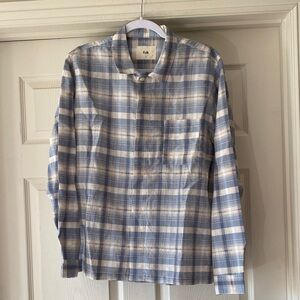 Folk Men's Blue and Cream Plaid Shirt Sz 3.  NWOT